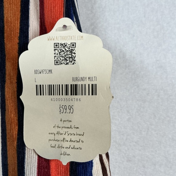 Altar'd State Striped Corduroy Mini Skirt Burgundy‎ Multicolor Women's Large NWT - Picture 3 of 8